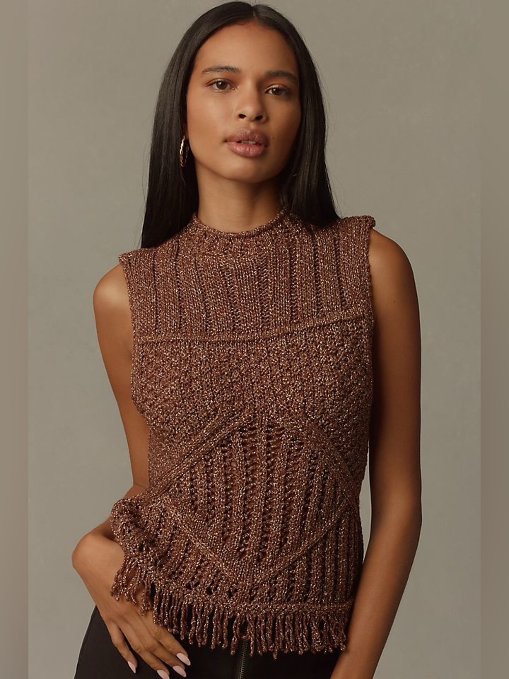 Anthropologie Sweater Women’s Small Pilcro Fringe Sweater Tank